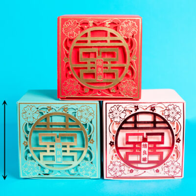 Hộp bánh cưới laze chữ hỷ nhỏ